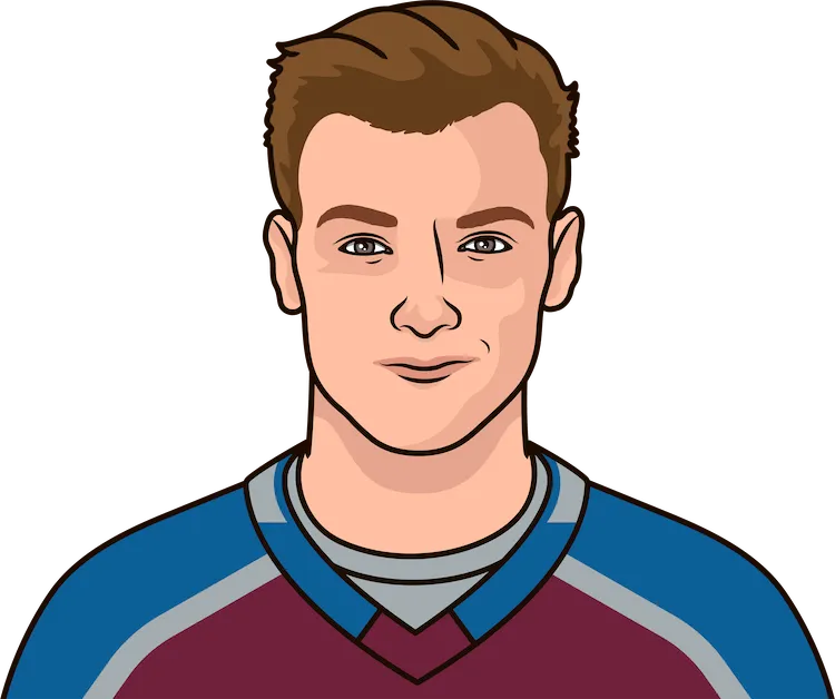 Illustration of Cale Makar wearing the Colorado Avalanche uniform