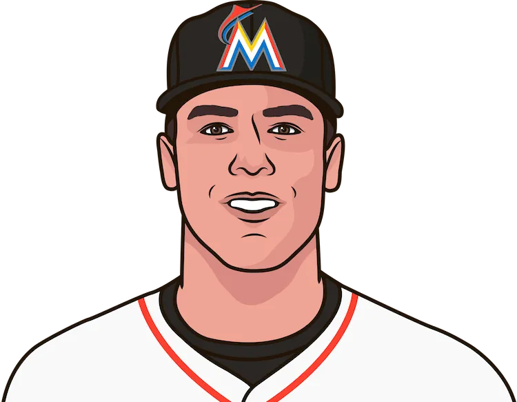 Illustration of Justin Bour wearing the Miami Marlins uniform