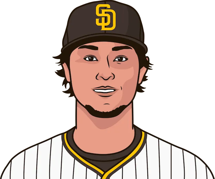 Illustration of Yu Darvish wearing the San Diego Padres uniform