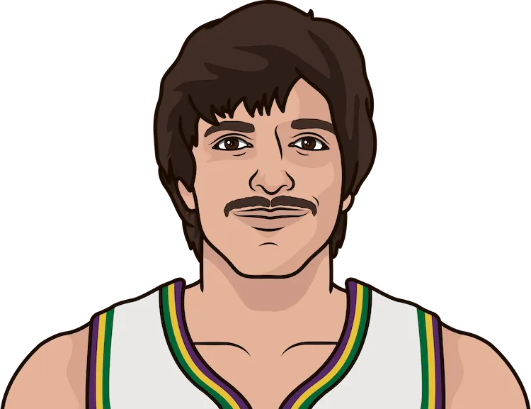 Illustration of Pete Maravich wearing the New Orleans Jazz uniform