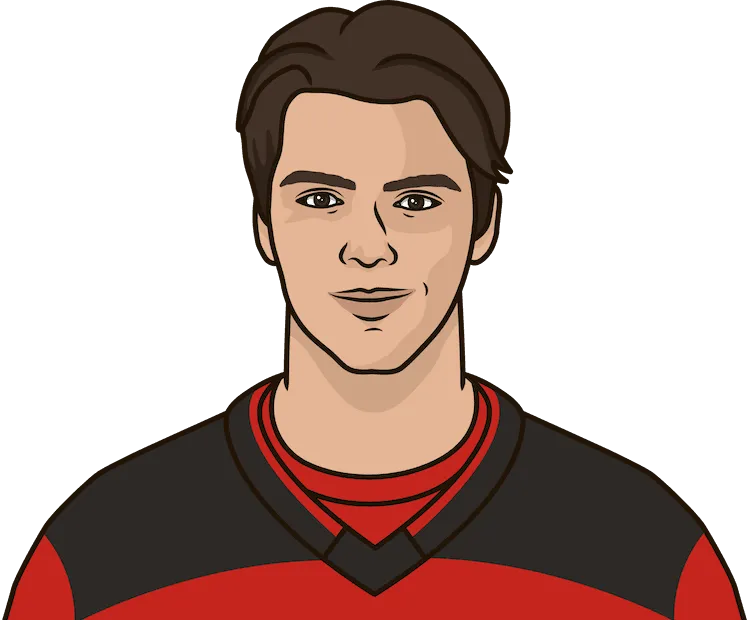 Illustration of Nico Hischier wearing the New Jersey Devils uniform