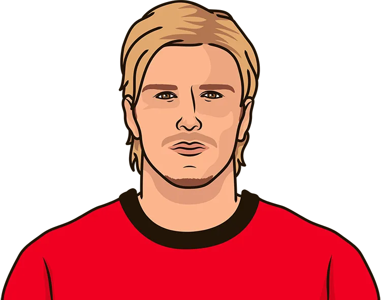 Illustration of David Beckham wearing the Manchester United uniform