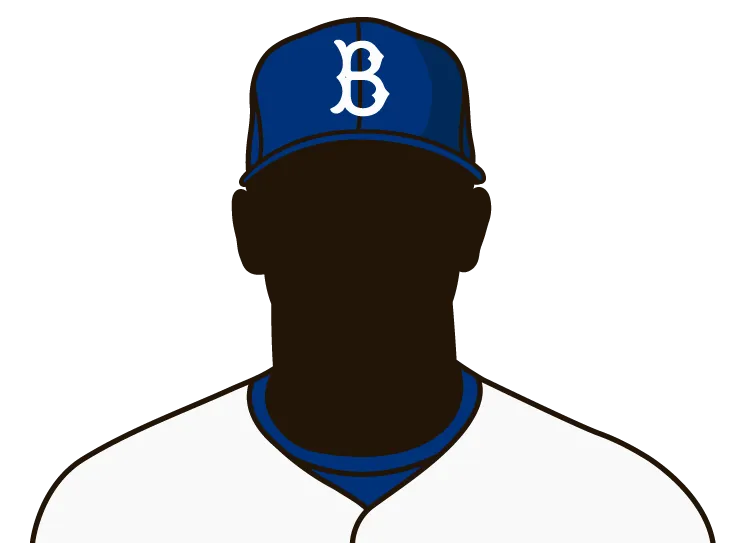 Illustrated silhouette of a player wearing the Brooklyn Dodgers uniform