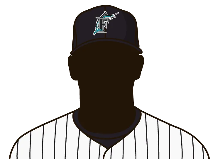 Illustrated silhouette of a player wearing the Florida Marlins uniform