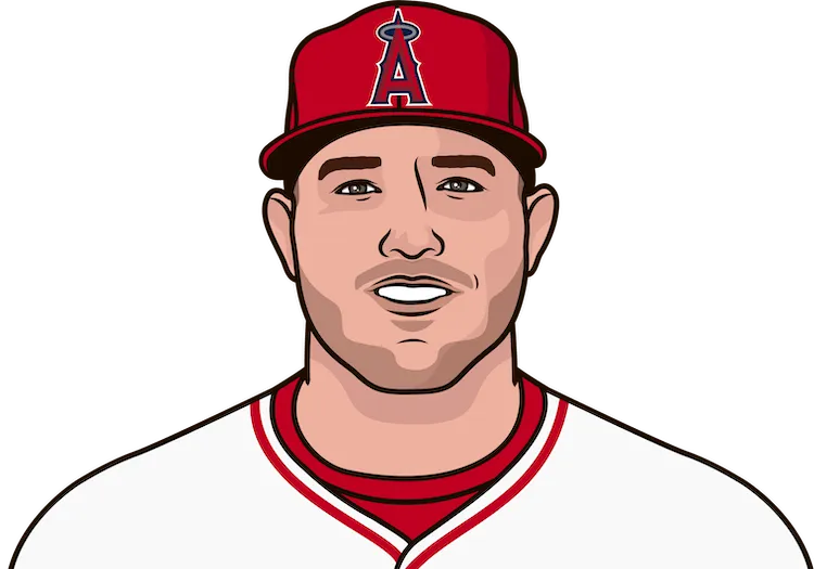 Illustration of Mike Trout wearing the Los Angeles Angels uniform