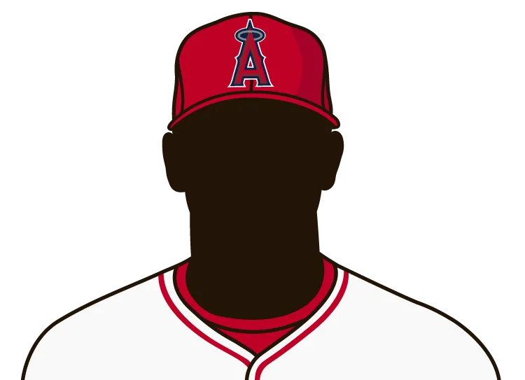 Illustrated silhouette of a player wearing the California Angels uniform