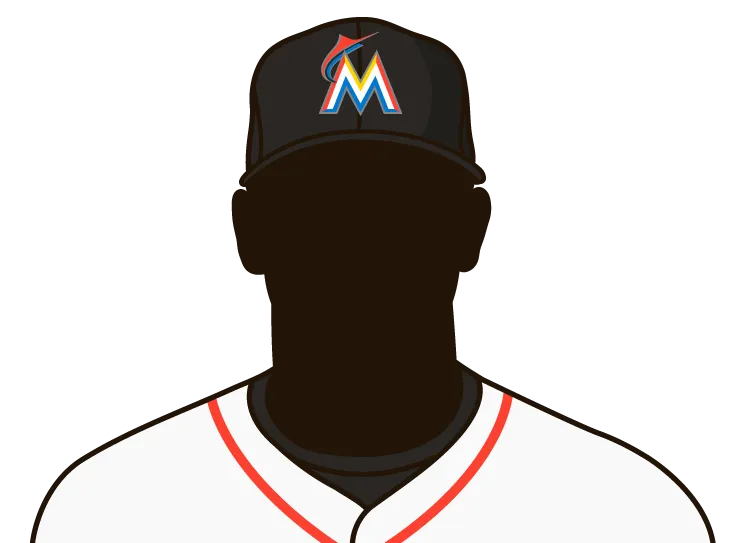 Illustrated silhouette of a player wearing the Miami Marlins uniform