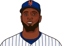 Illustration of Luis Robert Jr. wearing the New York Mets uniform