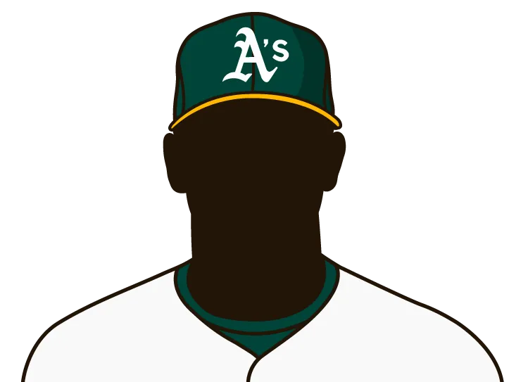 Illustrated silhouette of a player wearing the Oakland Athletics uniform