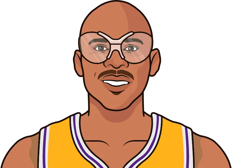 Illustration of Kareem Abdul-Jabbar wearing the Los Angeles Lakers uniform