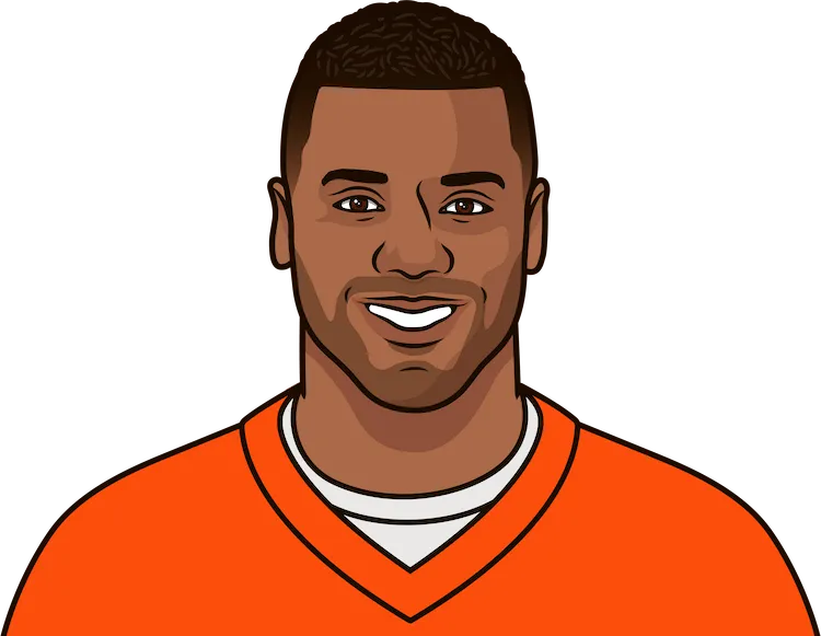 Illustration of Russell Wilson wearing the Denver Broncos uniform