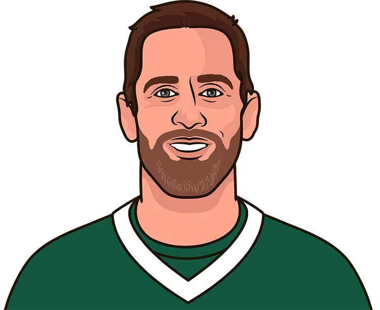 Illustration of Aaron Rodgers wearing the New York Jets uniform