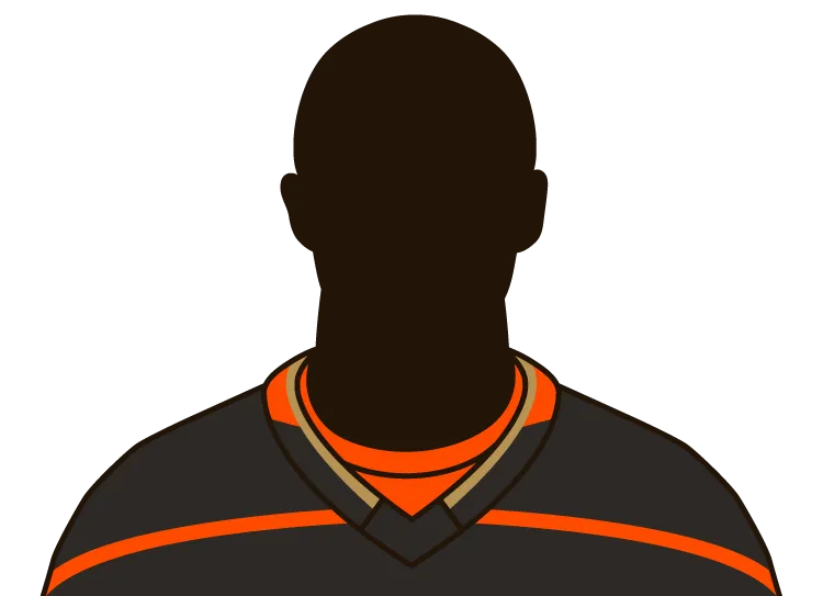 Illustrated silhouette of a player wearing the Anaheim Ducks uniform