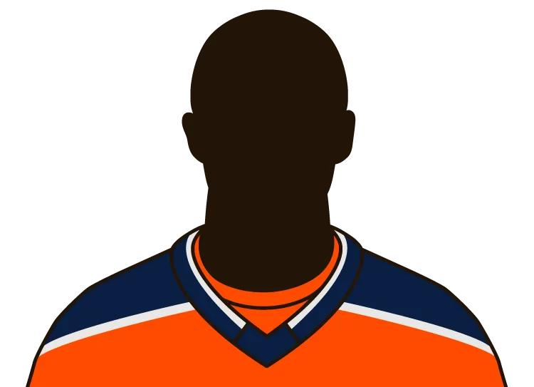 Illustrated silhouette of a player wearing the Edmonton Oilers uniform