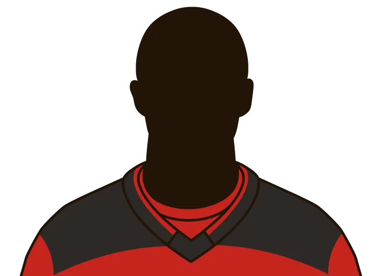 Illustrated silhouette of a player wearing the New Jersey Devils uniform