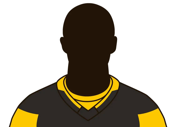 Illustrated silhouette of a player wearing the Pittsburgh Penguins uniform