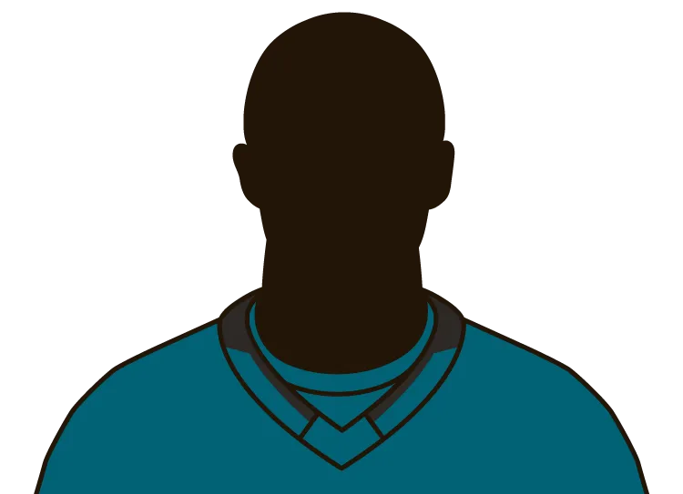 Illustrated silhouette of a player wearing the San Jose Sharks uniform